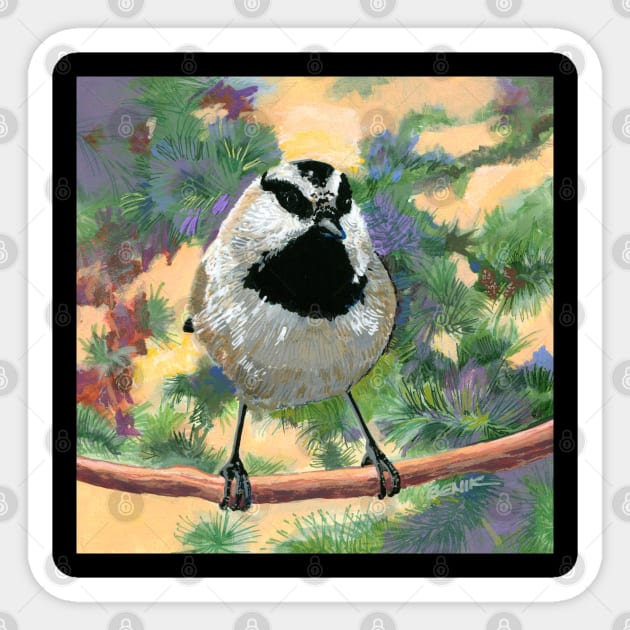 Mountain Chickadee Bird Sticker by NoCoBirds